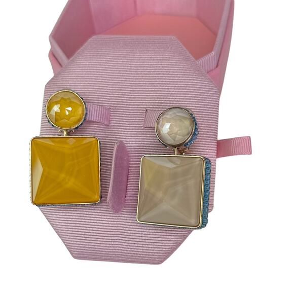 Swarovski Chroma clip earrings Asymmetrical design, Square cut, Multicolored - Picture 1 of 7